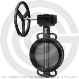 Затвор дисковый поворотный межфланцевый с редуктором Ду-300 Ру-16 NBR с нержавеющим диском Benarmo