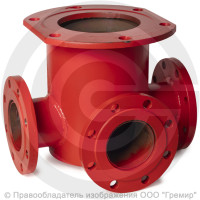 Тройник с пожарной подставкой фланцевый ППТФ стальной Ду 400-250 Ру-10 КЗСД