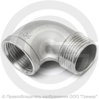 Отвод резьбовой (угольник) нержавеющий AISI 304 НР-ВР (НАР-ВН) Ду-20 (3/4") Отвод резьбовой (угольник) нержавеющий AISI 304 НР-ВР (НАР-ВН) Ду-20 (3/4")