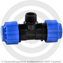 Тройник ПЭ компрессионный НР Дн 32-1"-32 Ру-12,5 Джилекс