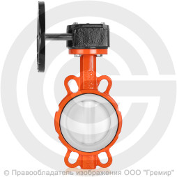 Затвор дисковый поворотный межфланцевый с редуктором Ду-40 Ру-16 PTFE с нержавеющим диском+PTFE Helver VBS-143