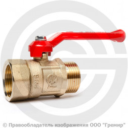 Кран латунный Ду-15 (1/2") Ру-16 ВР-НР (ВН-НАР) рычаг ГАЛЛОП ПРАКТИК 121