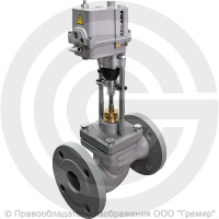 Клапан регулирующий двухходовой чугунный фланцевый Ду-50 Ру-16 Kvy=40м3/ч с электроприводом Regada ST mini 220В без датчика 25ч945нж Энерготехномаш