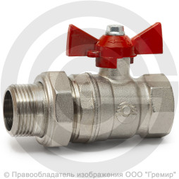 Кран латунный Ду-15 (1/2") Ру-40 ВР-"Американка" никель бабочка VALFEX 11Б27фт1М