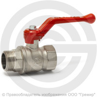 Кран латунный Ду-20 (3/4") Ру-40 ВР-НР (ВН-НАР) никель рычаг VALFEX 11Б27фт1М