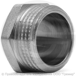 Заглушка латунная НР (НАР) Ду-20 (3/4") никель LD