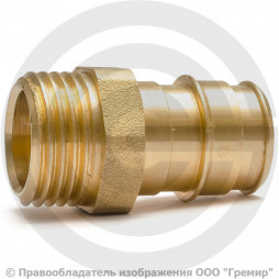 Муфта латунная для PE-X труб Дн 25-1" НР (НАР) РОС