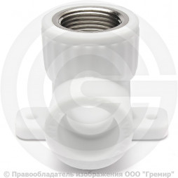 Угольник PP-R комбинированный белый ВР (ВН) Дн 20-1/2" с креплением VALFEX