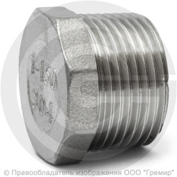 Заглушка нержавеющая AISI 304 6-ти гранная НР (НАР) Ду-15 (1/2")